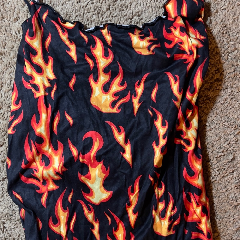 Shein XL LettucePrint Fire Bodycon Dress(folded in pictures)